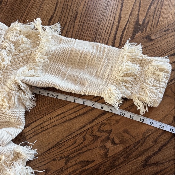 Banana Republic Mesa Fringed Cardigan Cream XL Organic Cotton Western Oversized - Picture 8 of 9